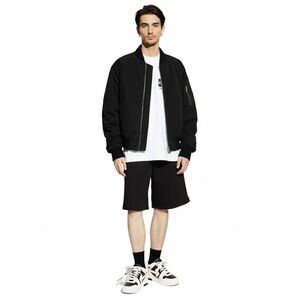 Versace Jeans Couture Black Foil Signature Sweatpant Shorts